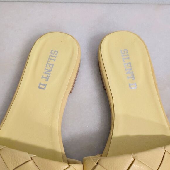Silent D Anthropologie Ayda Yellow Leather Braided Slide Sandals Sz 41 NEW - Picture 4 of 9